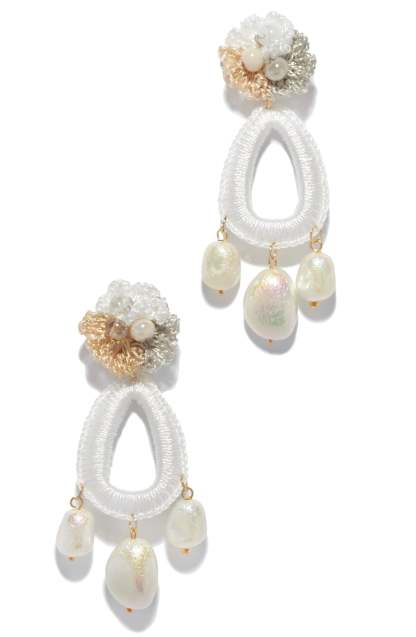 Marla Beaded Crochet Earring - White-Laseno.All Rights Reserved.