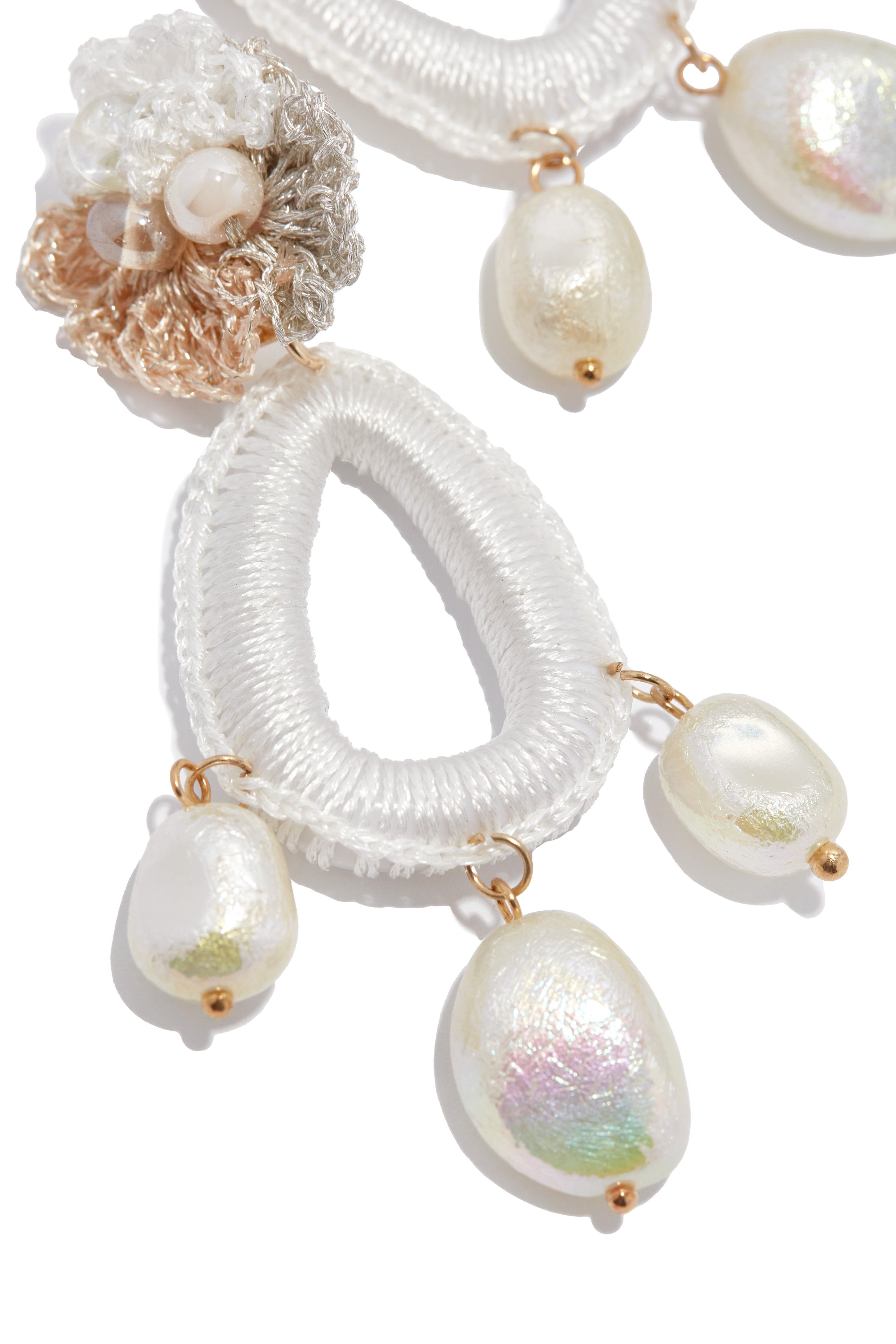 Marla Beaded Crochet Earring - White-Laseno.All Rights Reserved.