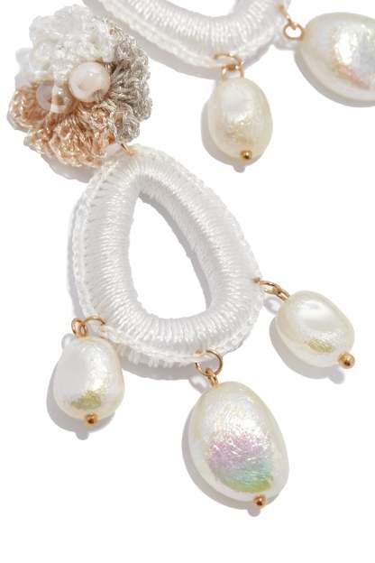 Marla Beaded Crochet Earring - White-Laseno.All Rights Reserved.
