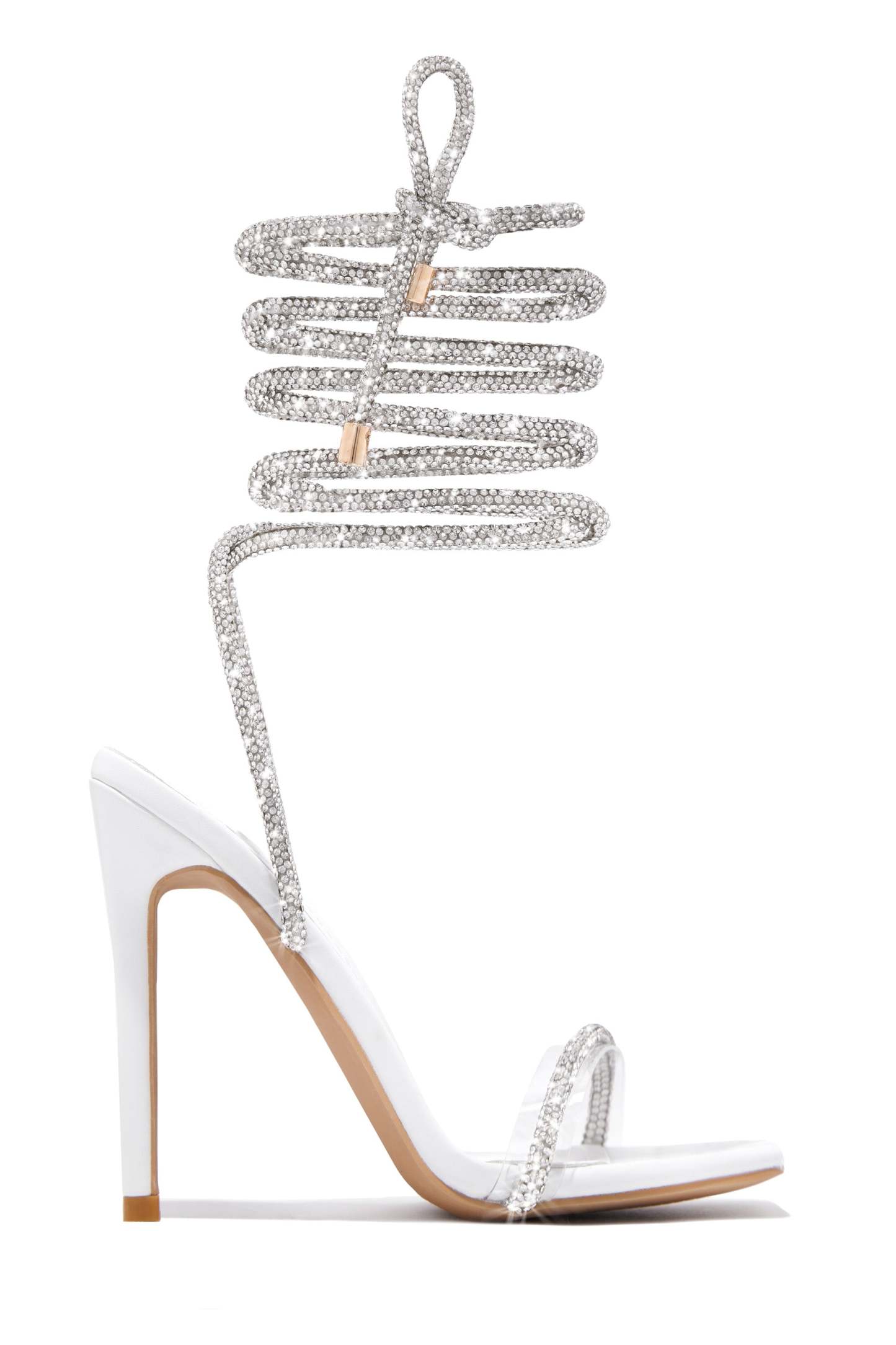 Sofia Embellished Lace Up Heels - Silver-Laseno.All Rights Reserved.