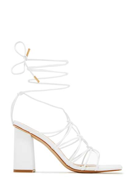 Palmera Lace Up Block Heels - Nude-Laseno.All Rights Reserved.