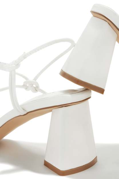 Vacation Memories Block Mid Heels - White-Laseno.All Rights Reserved.