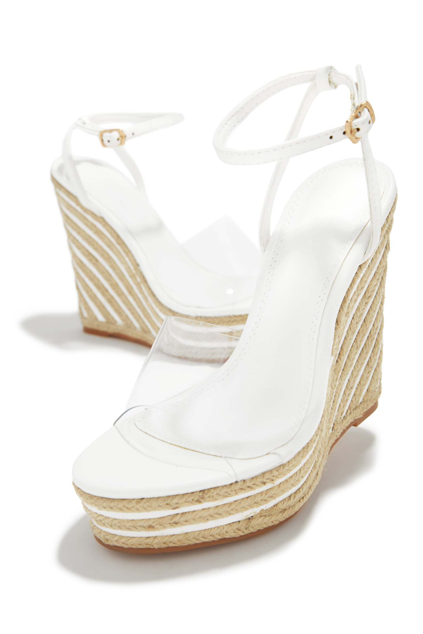 Summer Uniform Platform Espadrille Wedges - White-Laseno.All Rights Reserved.