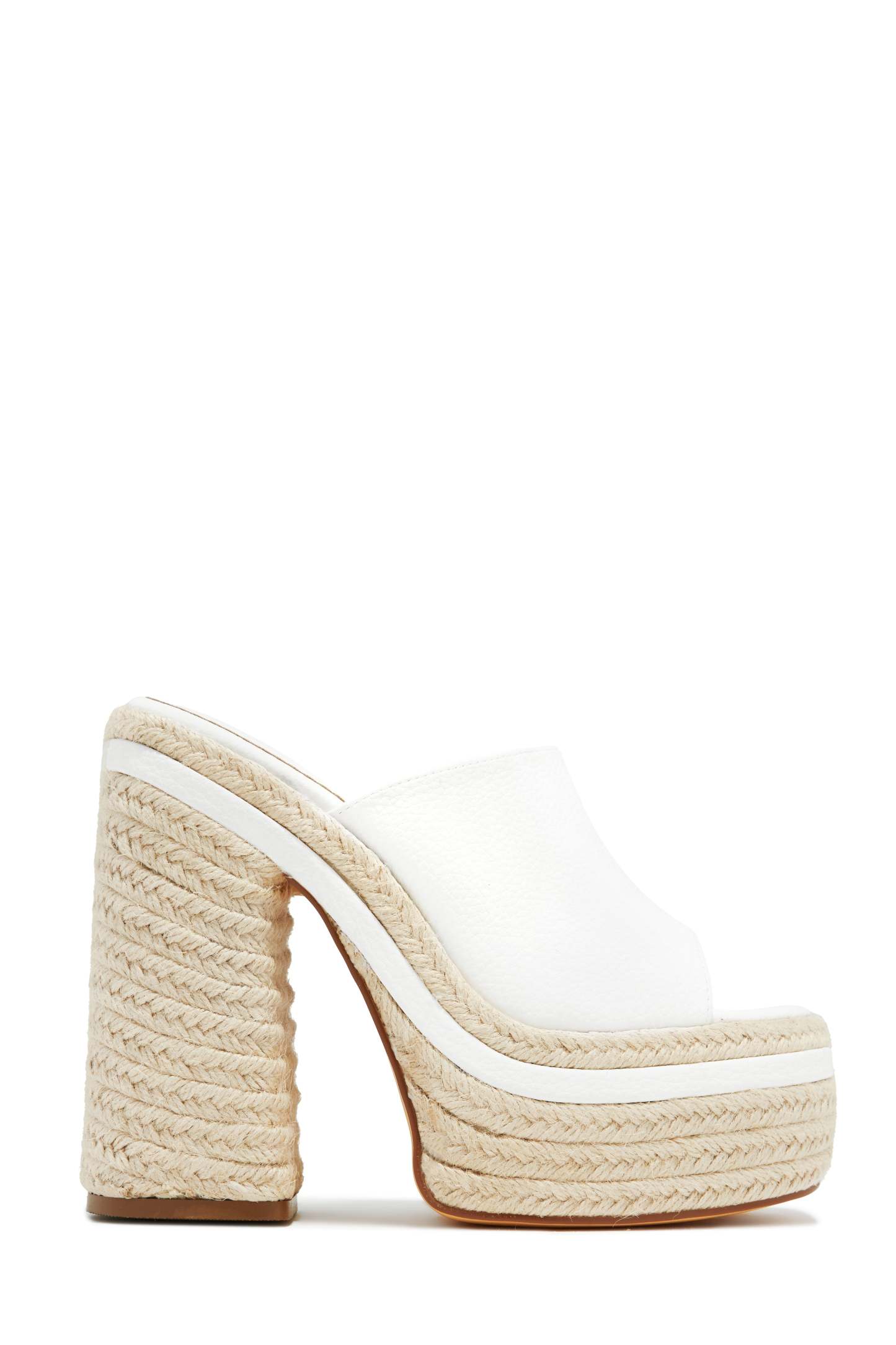 Weekend Attire Platform Block Heel Mules - White-Laseno.All Rights Reserved.