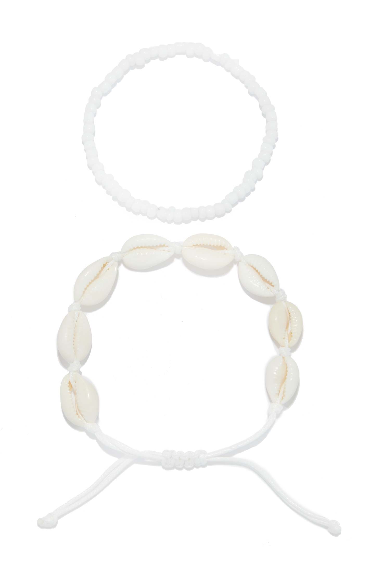 Surf Side Puka Shell Anklet Set - Black-Laseno.All Rights Reserved.