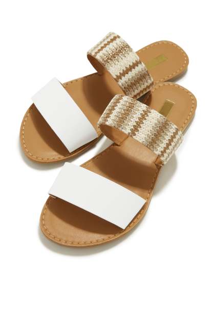 Spring Breaker Flat Slip On Sandals - White-Laseno.All Rights Reserved.