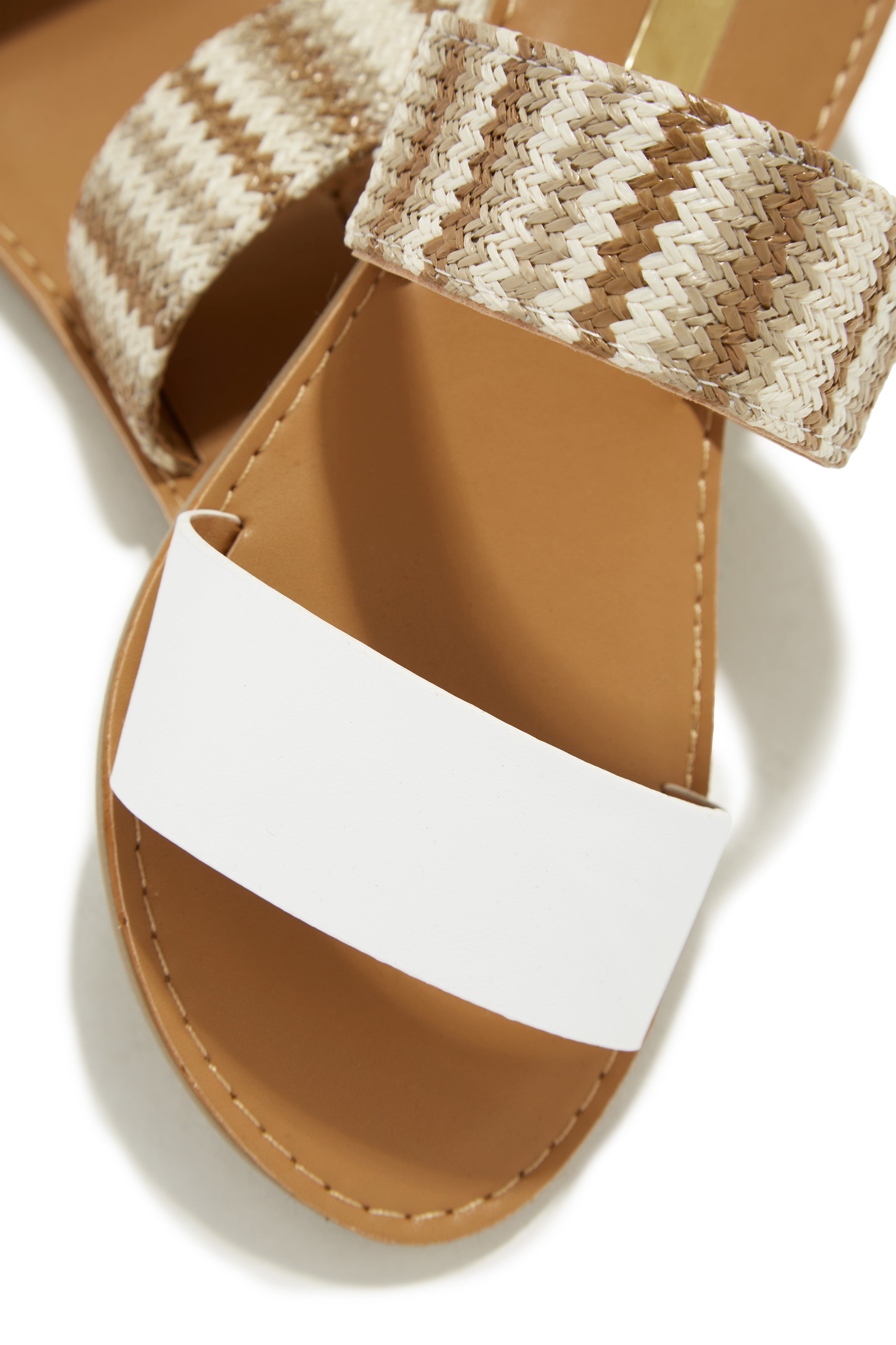 Spring Breaker Flat Slip On Sandals - White-Laseno.All Rights Reserved.