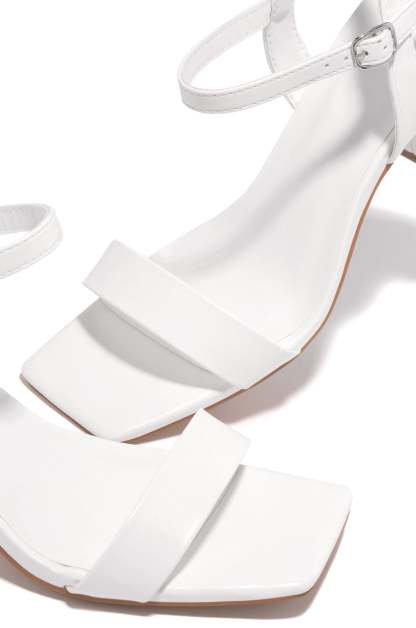 Violet Block Mid Heels - White-Laseno.All Rights Reserved.
