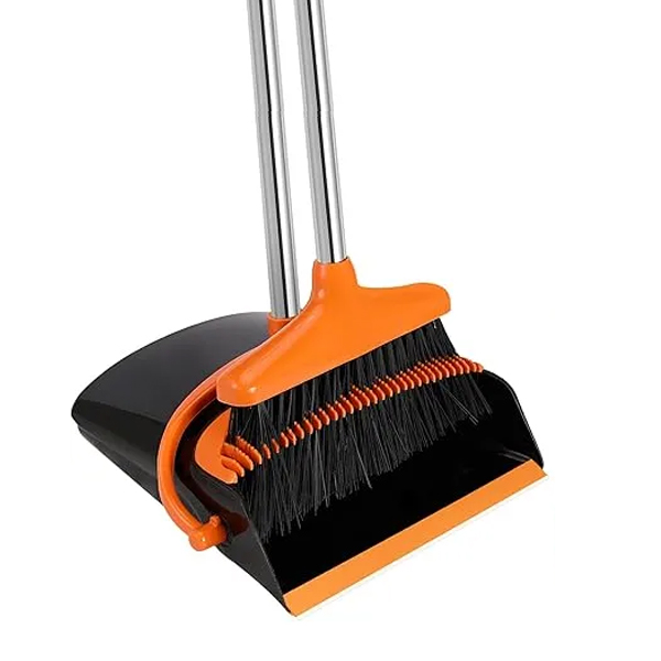 Besen und Kehrschaufel Set, Aufrecht Besen und Schaufel mit Ausziehbarem Stiel, Besen Kehrschaufel mit 115cm Langem Stiel, Broom and Dustpan Set für Haushaltsreinigung Büro