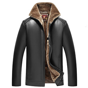 Neue warme Leder- und Wolljacke für Männer