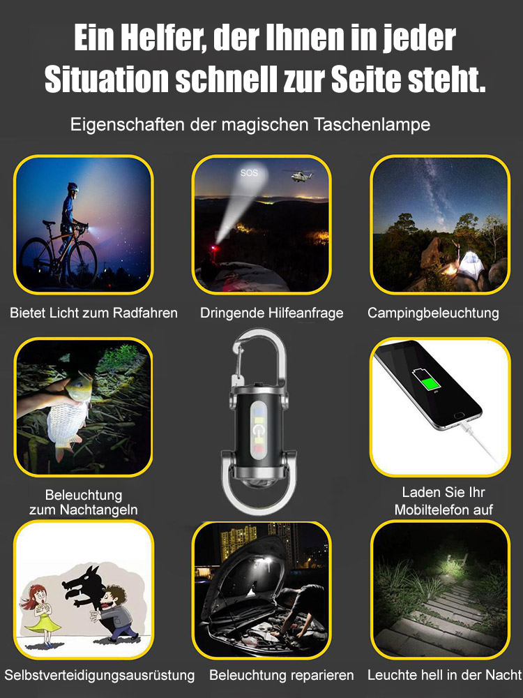 🔥Schlüsselanhänger-Taschenlampe✨️Reichweite bis zu 500 Meter.