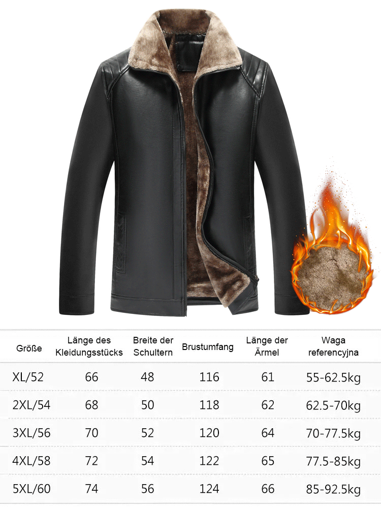 Neue warme Leder- und Wolljacke für Männer