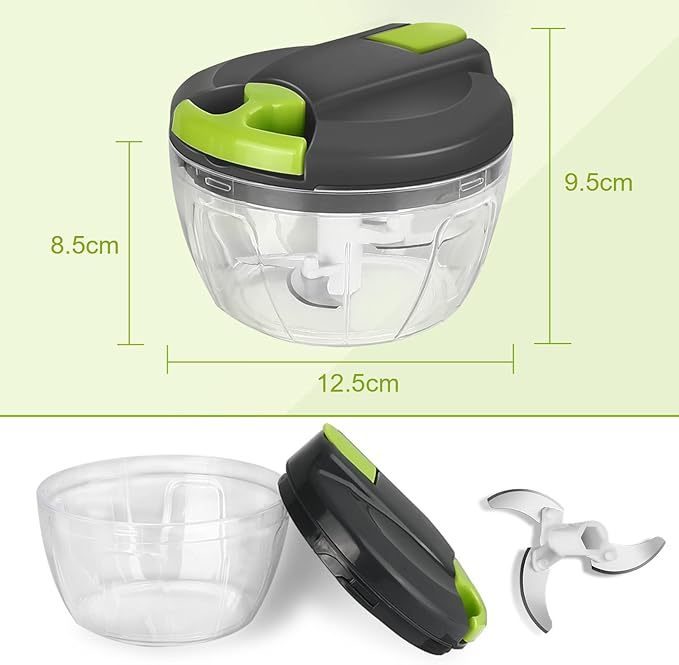 Zwiebelschneider Manuell, 520ML Gemüseschneider, Zwiebel Zerkleinerer mit Seilzug, Multizerkleinerer, Multischneider, Knoblauchhacker Universalhacker, Manual Food Chopper, Onion Cutter