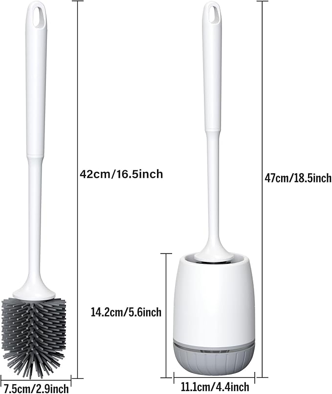 Klobürste Silikon, Toilettenbürste mit Schnell Trocknendem Ständer und Auslaufsicherer Basis, WC-Bürste Silikon Sauber Ohne Tote Ecken, Klobürstenhalter Wandmontage & Stehen