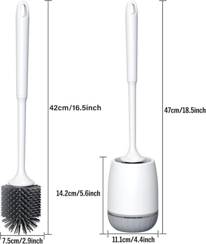 Klobürste Silikon, Toilettenbürste mit Schnell Trocknendem Ständer und Auslaufsicherer Basis, WC-Bürste Silikon Sauber Ohne Tote Ecken, Klobürstenhalter Wandmontage & Stehen