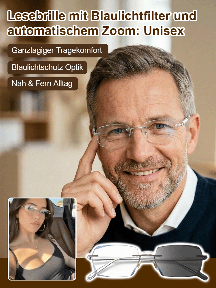 [Ohne Sehtest] Jena Optik-Technologie - „Sternenhimmel“ Smarte Gleitsichtbrille | Automatischer Fokus für Nah und Fern | Blaulichtfilter |Lichtempfindlicher Farbwechsel | Ultraleichter Titanrahmen 💎👓