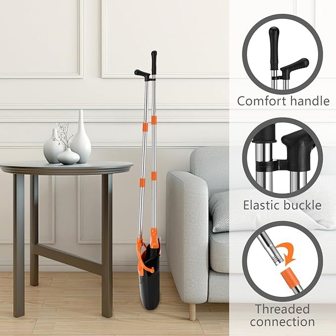 Besen und Kehrschaufel Set, Aufrecht Besen und Schaufel mit Ausziehbarem Stiel, Besen Kehrschaufel mit 115cm Langem Stiel, Broom and Dustpan Set für Haushaltsreinigung Büro