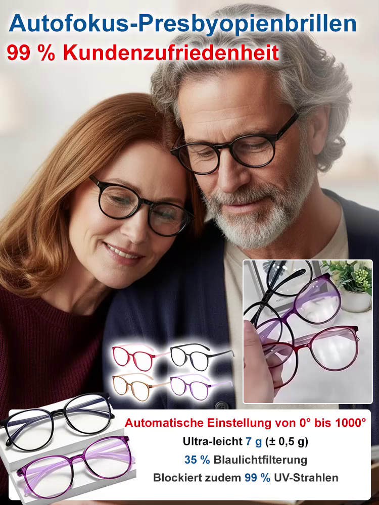 【Keine Augenuntersuchung erforderlich】Ultraleichte adaptive Lesebrille mit Blaulichtfilter✨Automatische Anpassung an Ihre Sehstärke innerhalb von 0,01 Sekunden, Sehfeldabdeckung von 0–1000 Grad