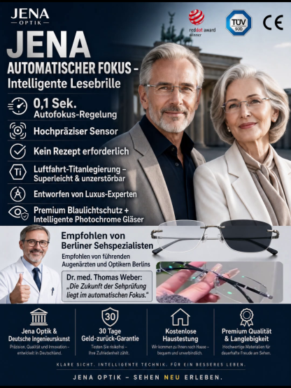 【 Kein Sehtest nötig】Jenaer Optik - Intelligente selbsttönende Lesebrille