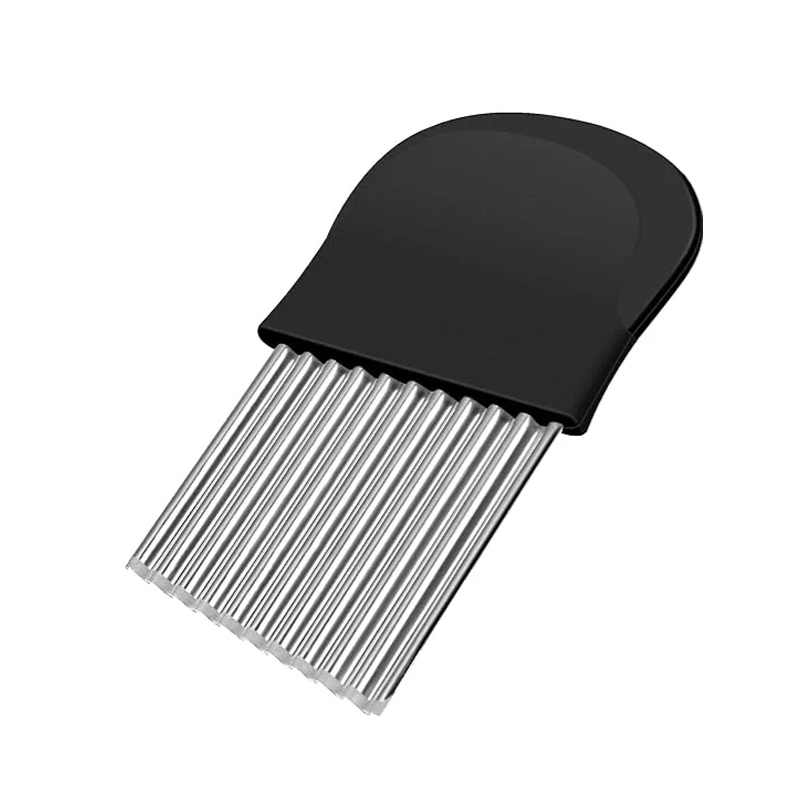 Wellenschneider,14x9,5 cm Riffelmesser Wellenmesser Kinder Wellenschnittmesser Gurkenschneider Pommesschneider Kartoffelschneider Beikost Zubehör Edelstahl für Pommes Kartoffeln Gemüse Obst Gurken