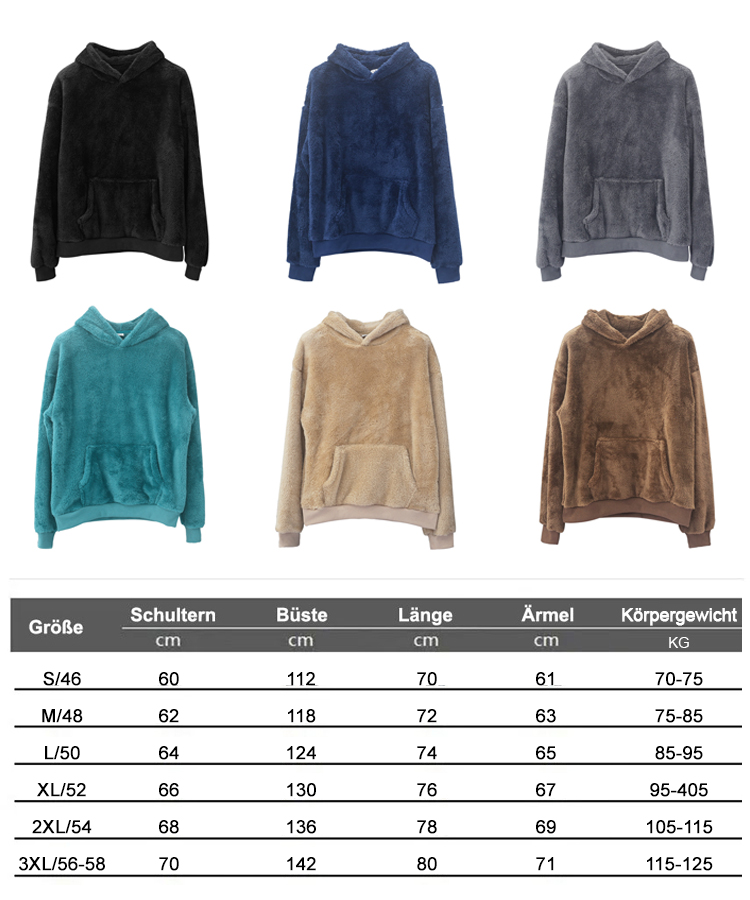 JS-[Bei minus 30 °C tragbar] Doppelseitiges Sherpa-Pullover-Kapuzen-Sweatshirt mit großen Taschen