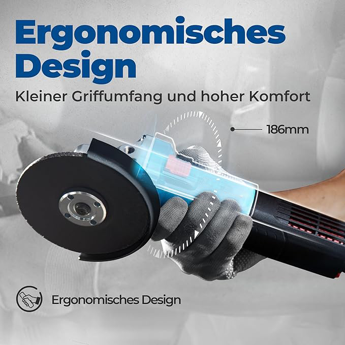 Winkelschleifer 1100W, 125mm, Leerlaufdrehzahl:11.800min-1, Schnellverschlussabdeckung, Zusatzhandgriff ，mit 2 Schleifscheiben, 2 Fächerschleifscheiben, 2 Trennscheiben