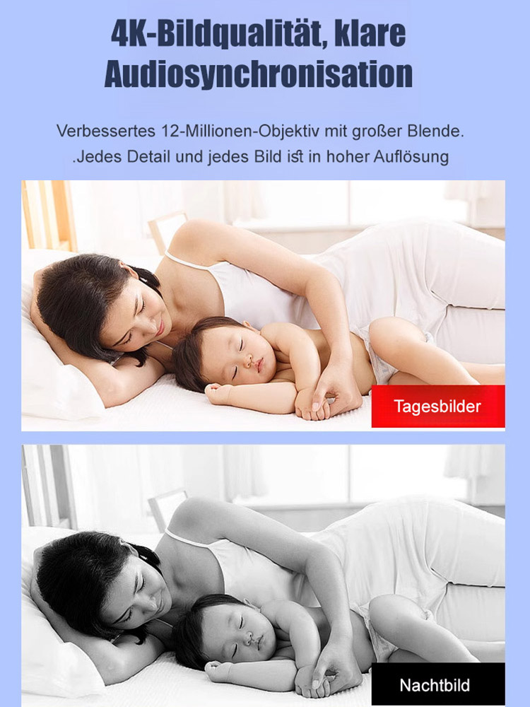 🔥【4K-Ultra-HD-Auflösung】Haftende, installationsfreie Heimsicherheitskamera.