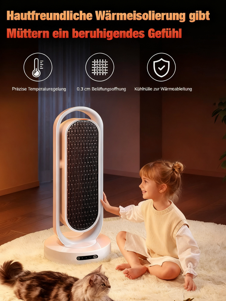 🔥【1 Sekunde Sofortwärme】Energiesparendes, lichtloses, geräuscharmes Heizgebläse.