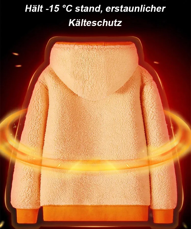 JS-[Bei minus 30 °C tragbar] Doppelseitiges Sherpa-Pullover-Kapuzen-Sweatshirt mit großen Taschen
