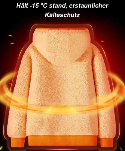 JS-[Bei minus 30 °C tragbar] Doppelseitiges Sherpa-Pullover-Kapuzen-Sweatshirt mit großen Taschen