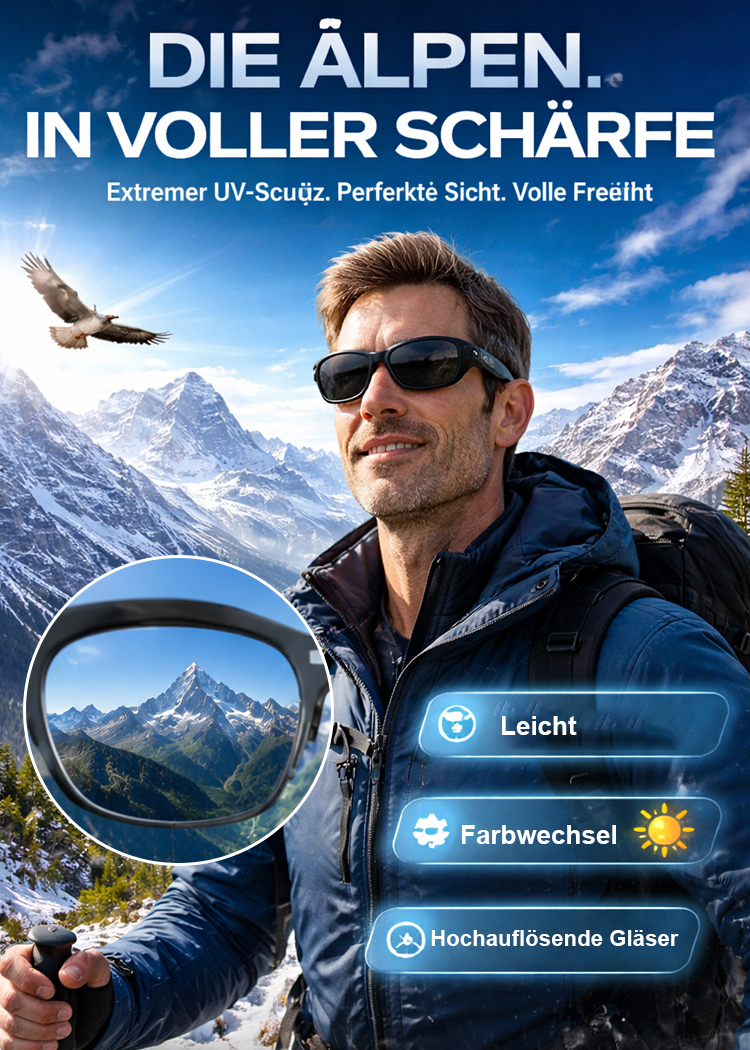 Echtzeit-AI-Übersetzungs-Sonnenbrille mit intelligentem Zoom