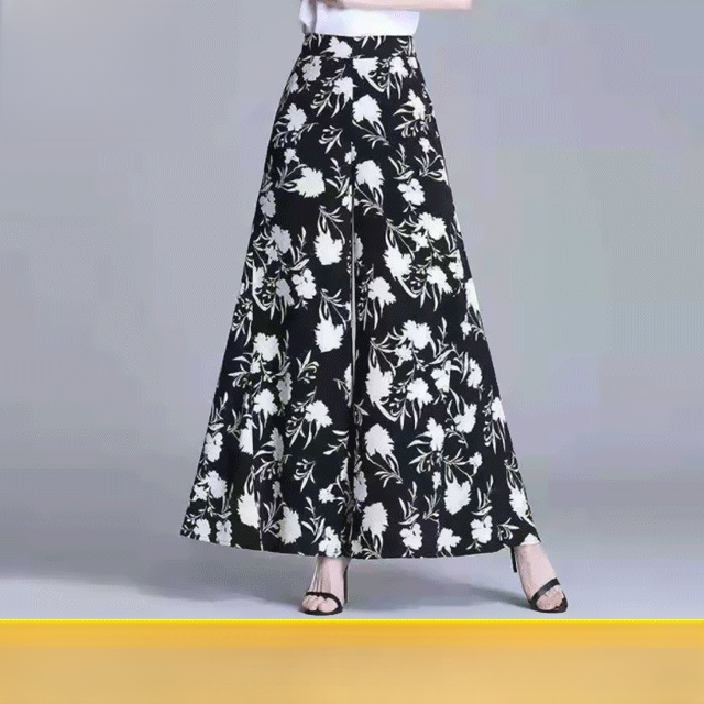 Drapierte Culotte mit hoher Taille und weitem Bein