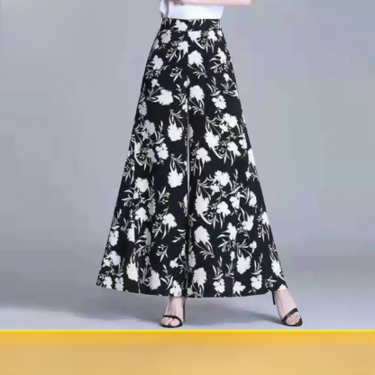 Drapierte Culotte mit hoher Taille und weitem Bein