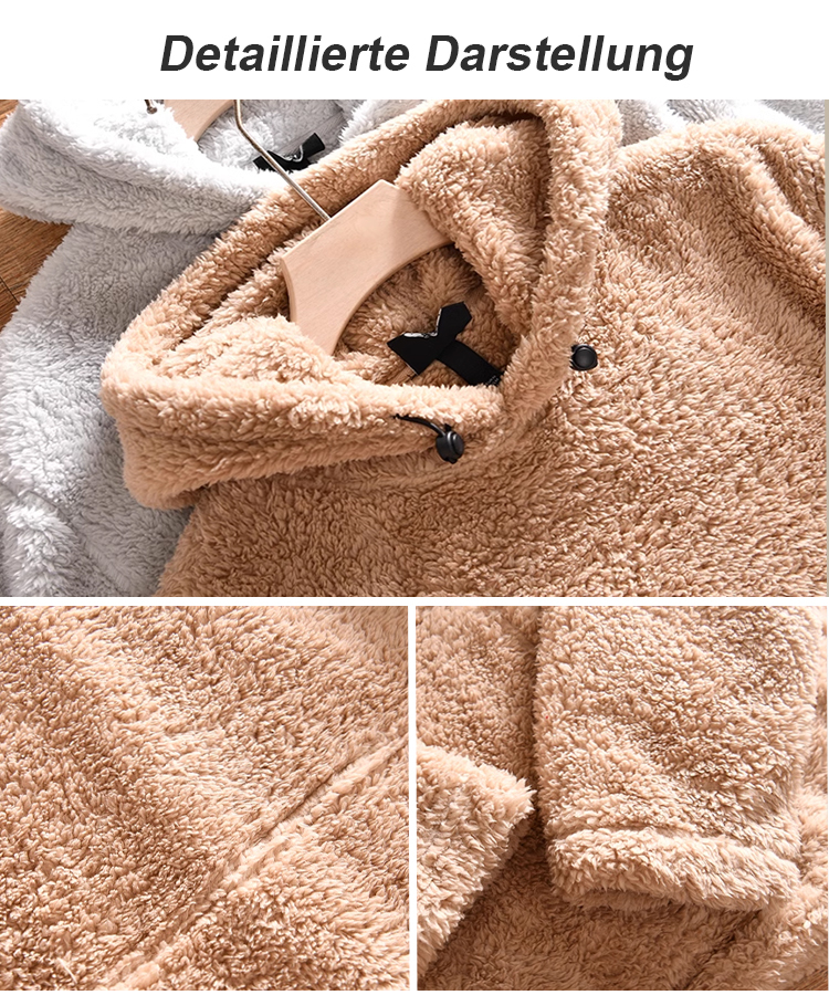 JS-[Bei minus 30 °C tragbar] Doppelseitiges Sherpa-Pullover-Kapuzen-Sweatshirt mit großen Taschen