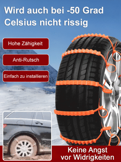 🛞【Reifenketten für Autos und Motorräder】Für Schnee/Sand/Klettern, kompakt und robust, perfekt.❄️