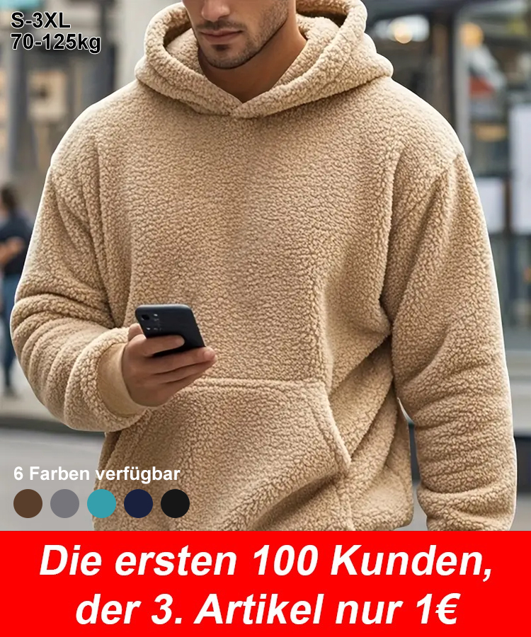 JS-[Bei minus 30 °C tragbar] Doppelseitiges Sherpa-Pullover-Kapuzen-Sweatshirt mit großen Taschen