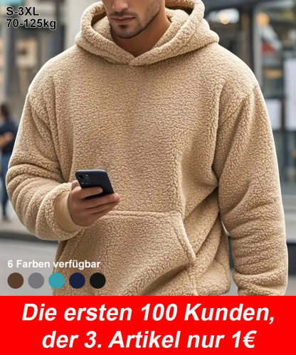 JS-[Bei minus 30 °C tragbar] Doppelseitiges Sherpa-Pullover-Kapuzen-Sweatshirt mit großen Taschen