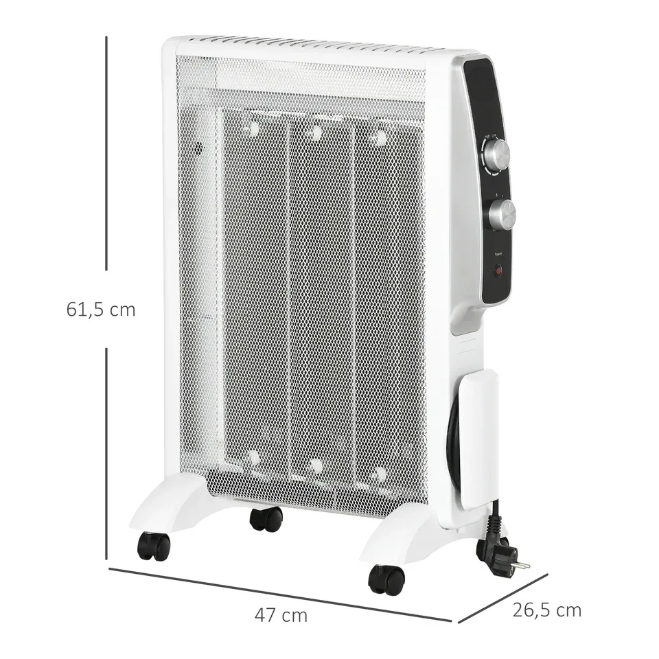 Elektroheizung 1000W/1500W Mica Heizkörper 4 Räder 47X26.5X61.5Cm