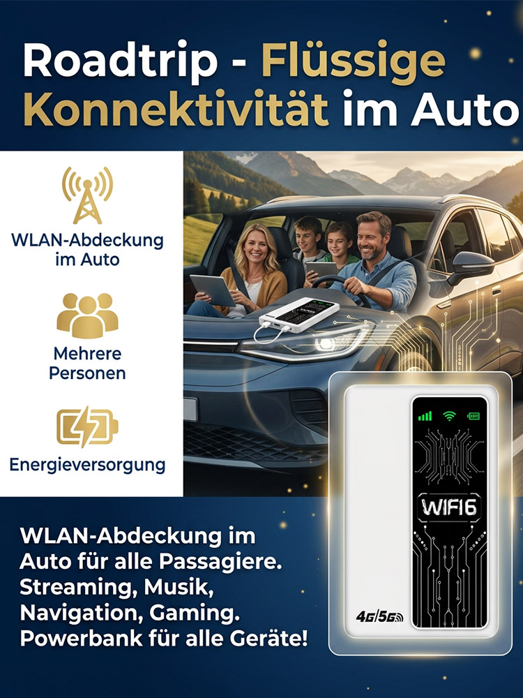Mobiler Satelliten-WLAN Router der 10. Generation 📡 | Ohne Vertrag | Keine SIM-Karte nötig | Weltweites Internet | Integrierte 10000mAh Powerbank 🔋