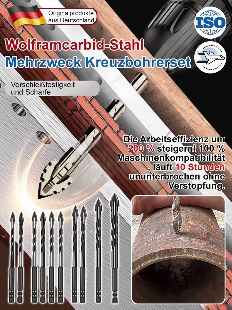 Wolframstahl-Kreuzbohrer-Set✨ Durchdringt Stahlbeton in 3 Sekunden mühelos.