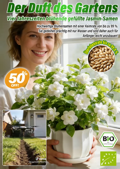 Premium Jasmin-Samen | 200 Tage Blüte | Natürlicher Luftreiniger | BIO-Zertifiziert 🌸🌿
