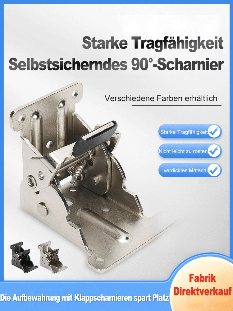 Um 90 Grad klappbares, selbstsicherndes Scharnier