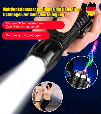 【✨️Legaler Selbstverteidigungshelfer】Dual Arc Defensiv-Taschenlampe