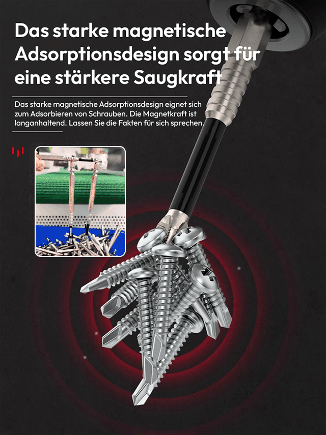 Stark magnetische, rutschfeste und stoßfeste Bit-Set.