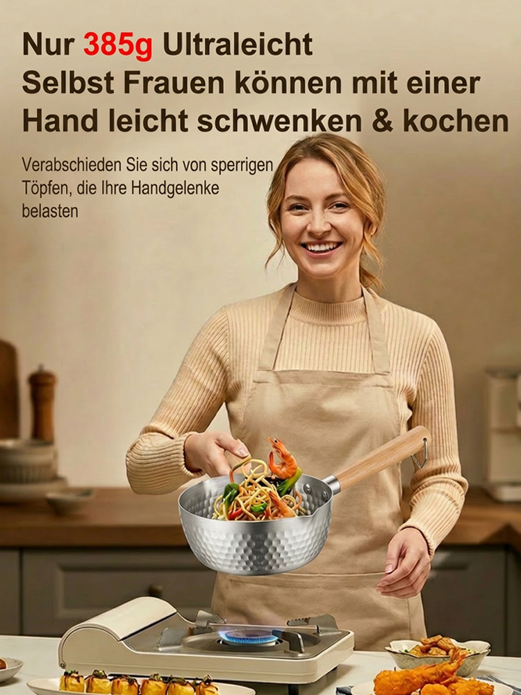 Japanischer Yukihira Topf aus 100% Medizintitan | Ohne Teflon | Kratzfest | Für alle Induktionsherde 🍲✨