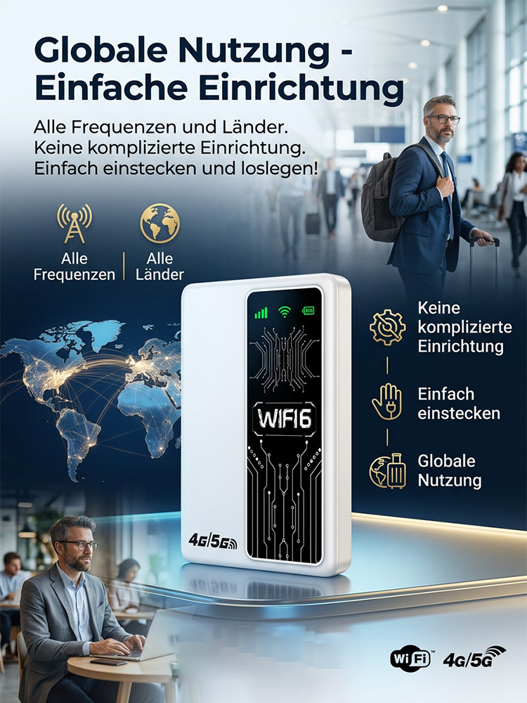 Mobiler Satelliten-WLAN Router der 10. Generation 📡 | Ohne Vertrag | Keine SIM-Karte nötig | Weltweites Internet | Integrierte 10000mAh Powerbank 🔋