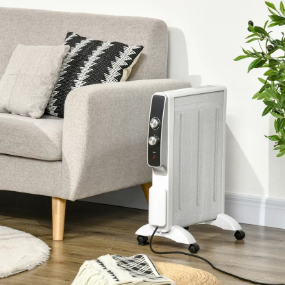 Elektroheizung 1000W/1500W Mica Heizkörper 4 Räder 47X26.5X61.5Cm
