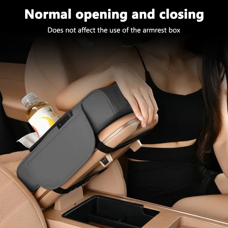 Aufbewahrungsbox für die Armlehne im Auto, Organizer für die Mittelkonsole im Auto, Armlehnenerhöhungskissen mit Getränkehalter, Aufbewahrungsbox für die Armlehne