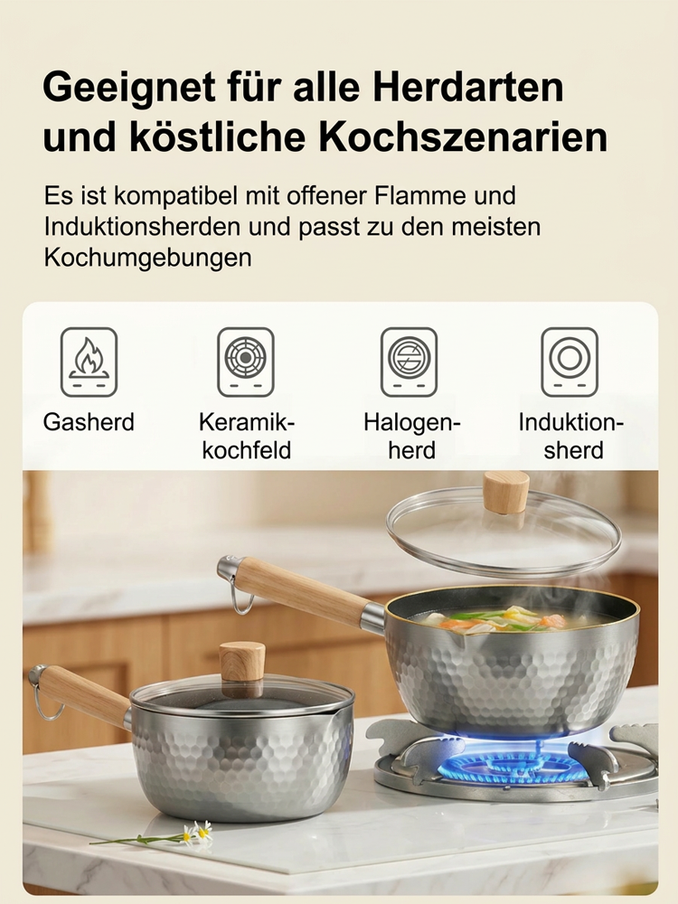 Japanischer Yukihira Topf aus 100% Medizintitan | Ohne Teflon | Kratzfest | Für alle Induktionsherde 🍲✨