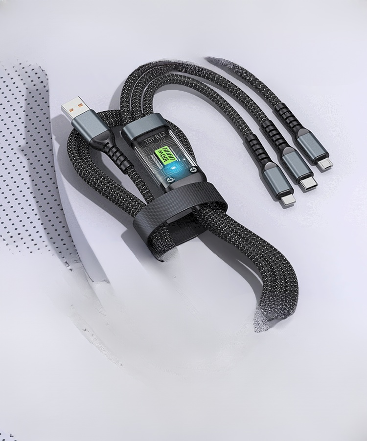 【✨️Begrenzter Zeitraum Sonderpreis】Transparentes Licht-emittierendes superschnelles Lade 3-in-1 Datenkabel